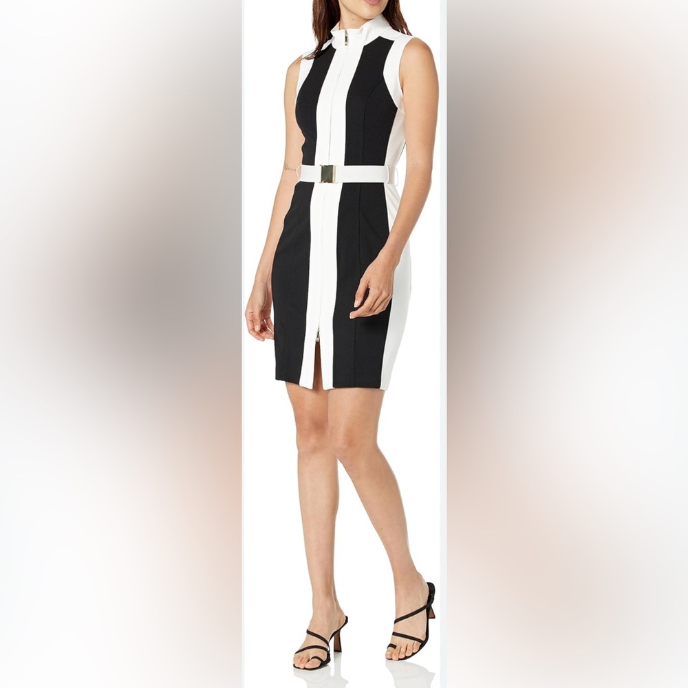 Tommy Hilfiger Black and White Pencil Skirt Mini Slit